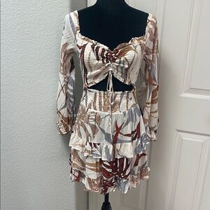 Papaya Ivory and Brown Patterned Dress